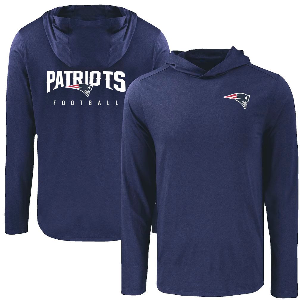 Men 2026 NFL New England Patriots Hooded long sleeved T-shirt blue 05->->Sports Accessory
